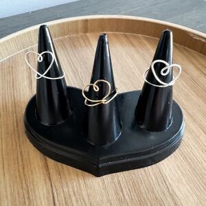 Adjustable Wire Heart Rings - Handmade